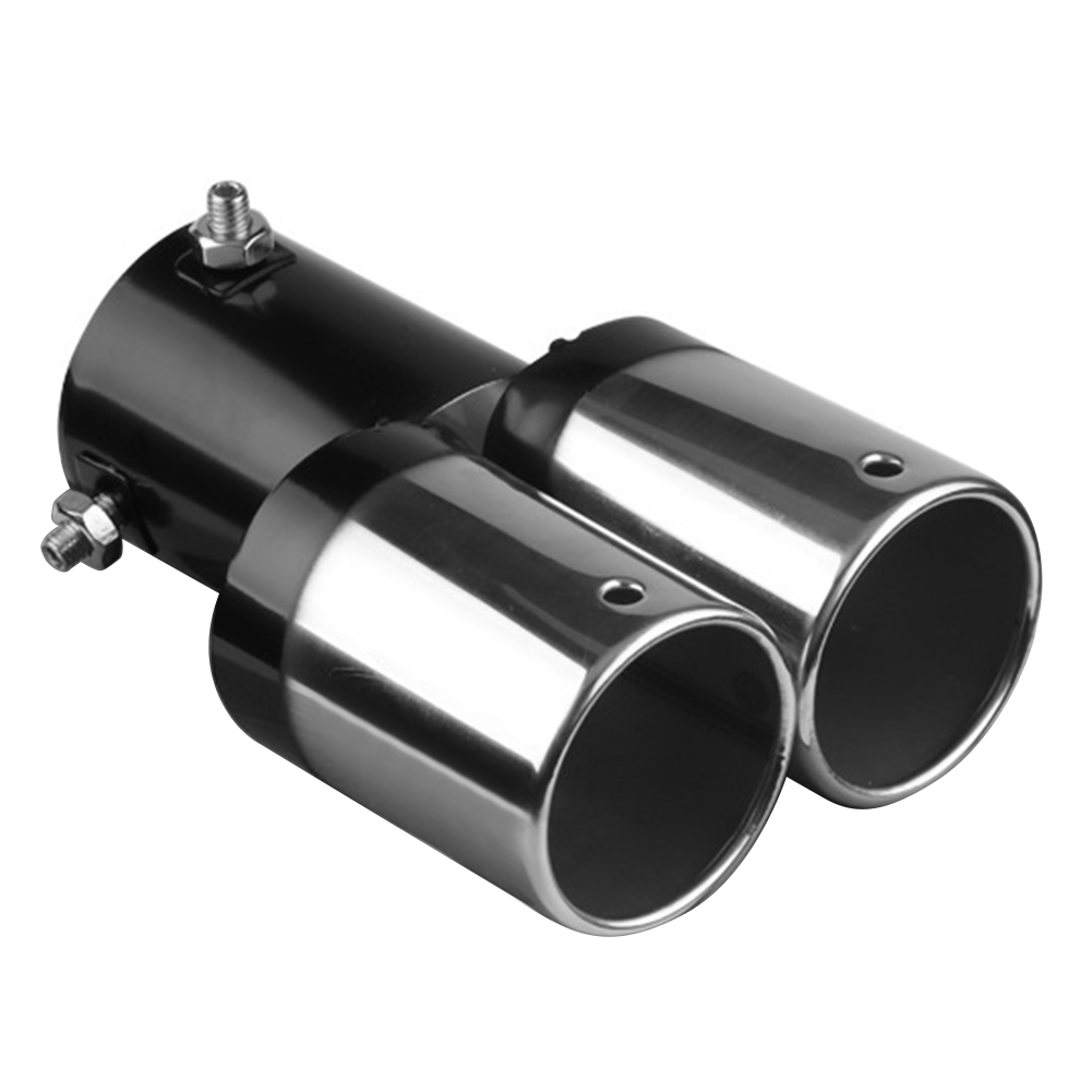 

Dual Outlet Car Exhaust Tip Stainless Steel Muffler Silencer Black+Silver, 501 Original