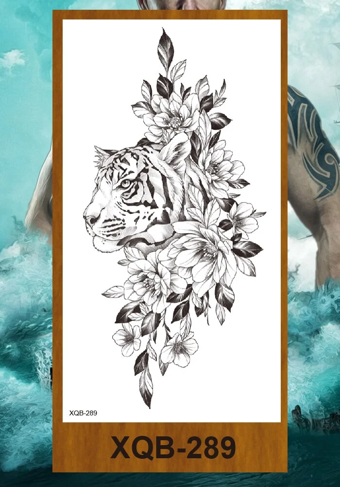 Temporary Tattoo Stickers Snake Bear Owl Fox Mermaid Tiger Wolf Lion King Men Women Girl Arm Body Chest Fake Body Leg Art Tatoo
