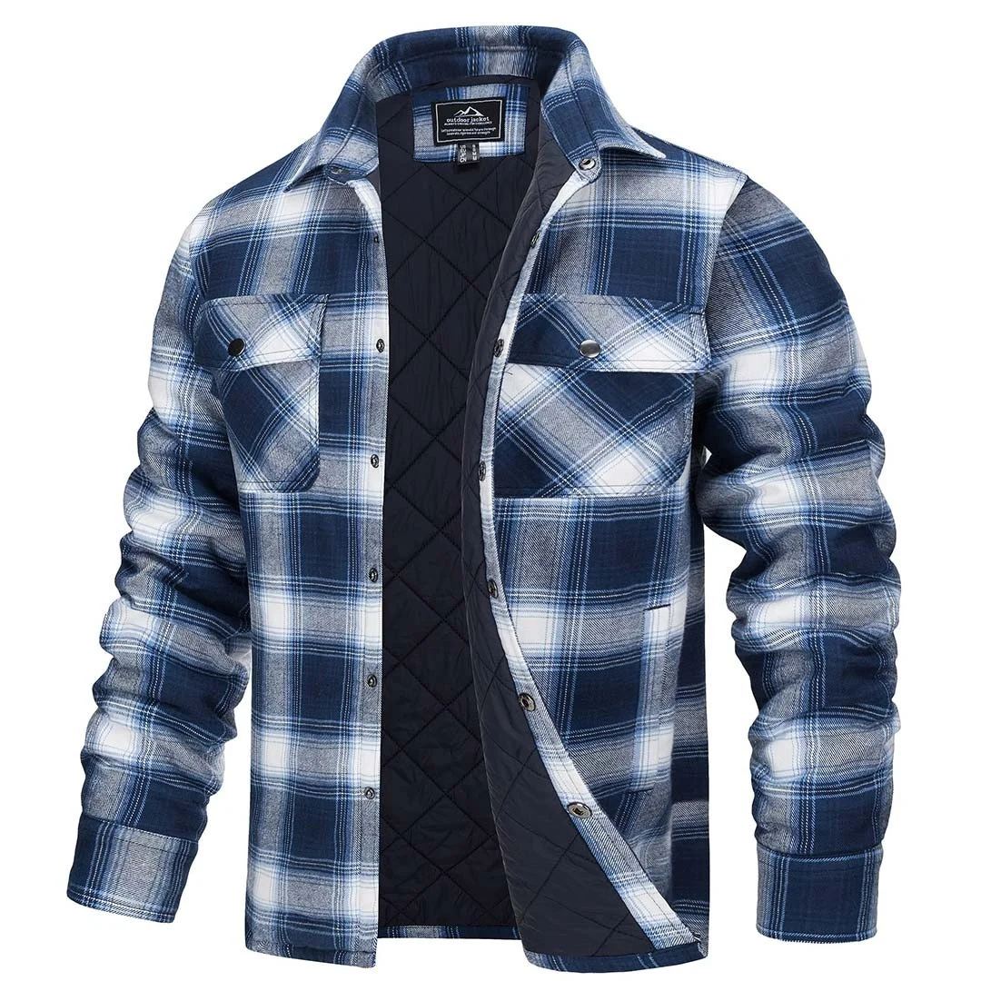 Men's Flannel Shirt Long Sleeve Button Down Jacket