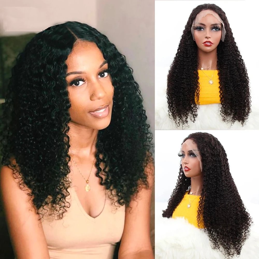 Kinky Curly Lace Front Human Hair Wigs-elleschic