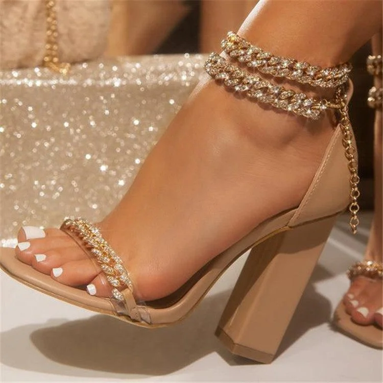Fish Mouth Chain High Heel Sandals