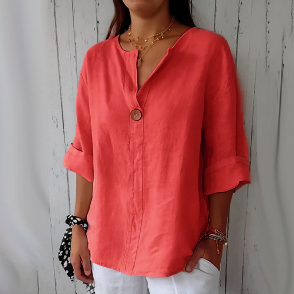 V-neck Cotton and Linen Comfortable Top