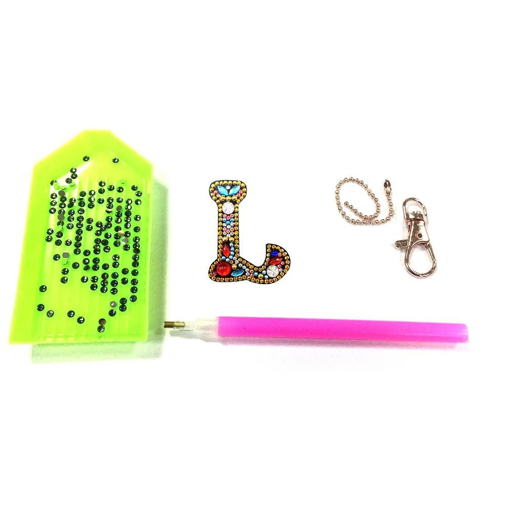 DIY Key Chain Diamond Painting Letters Women Girl Bag Keyring Pendant Gift
