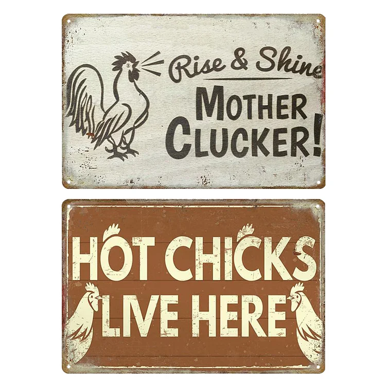 Poulet - enseignes en étain vintage - 7.9x11.8 & 11.8x15.7inch