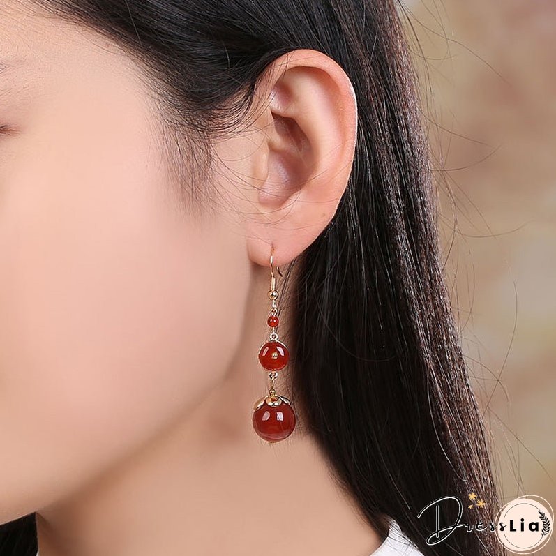 Red Agate Vintage Tibetan Earrings