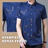 Gioiacombo&trade; Camicia da uomo stampata a maniche corte in seta di ghiaccio