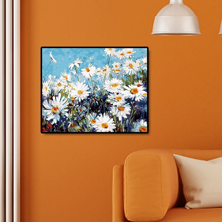 Flower Field Painting By Numbers Kit Acrylic Paint Canvas Wall Art  Picture(40*30CM)