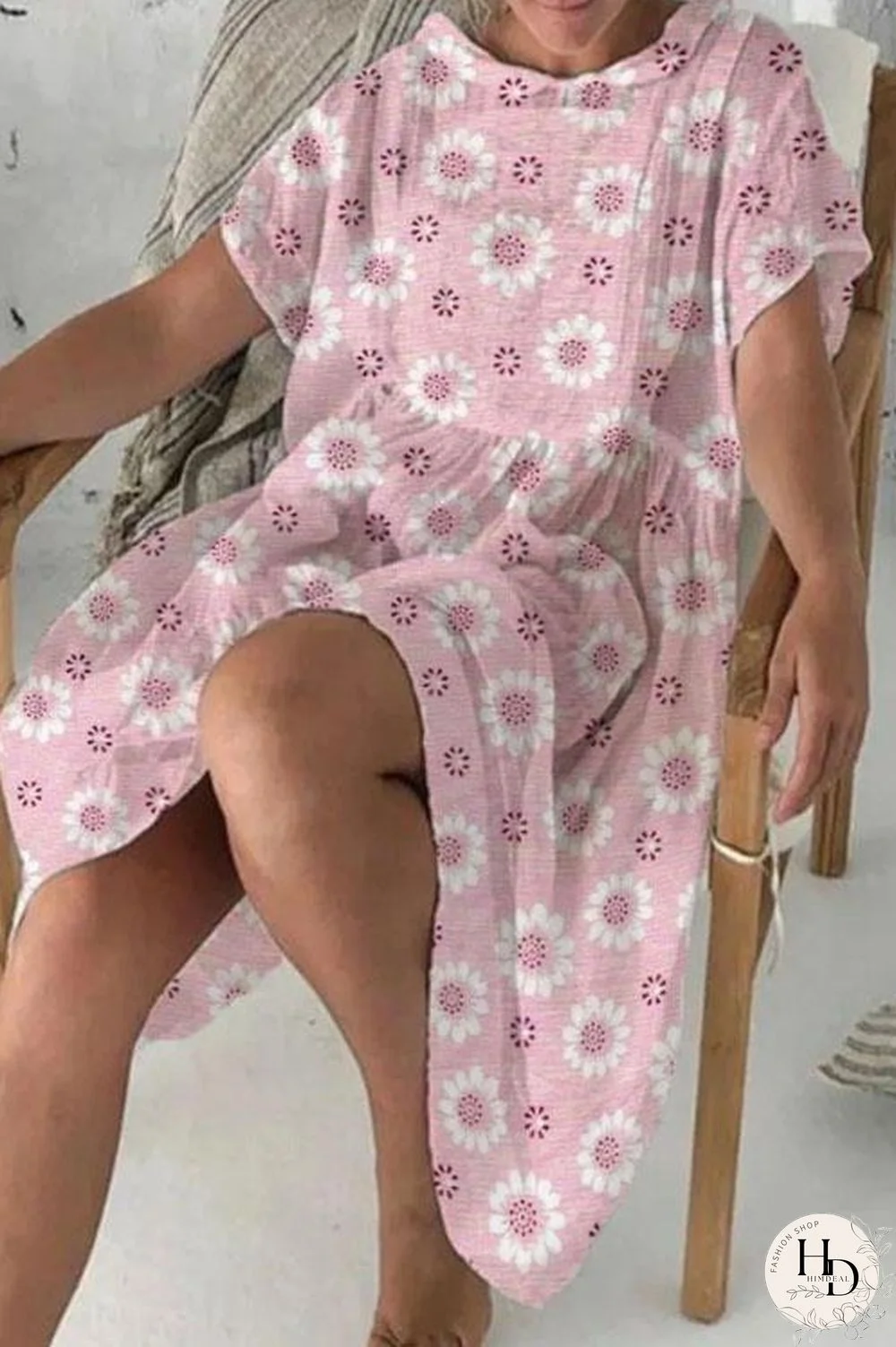 Hollow Out Sunflower Casual Dress