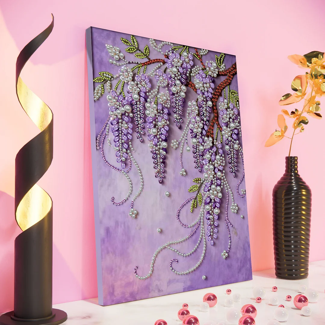 Violet DIY Pearl Diamond Art Kits for Adults Home Wall Decor With Frame 30x40cm