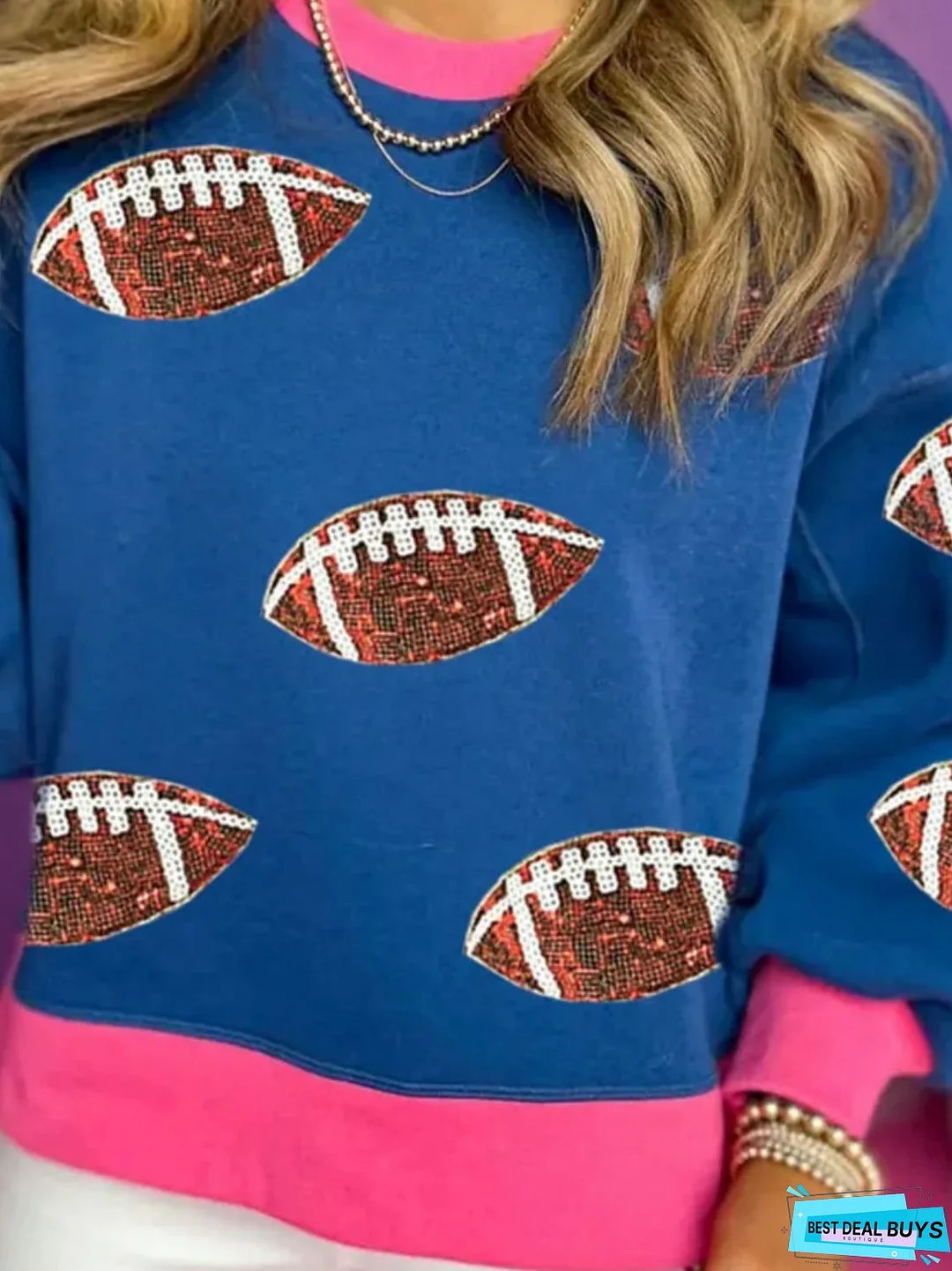 Contrast Football Long Sleeve Sweatshirt