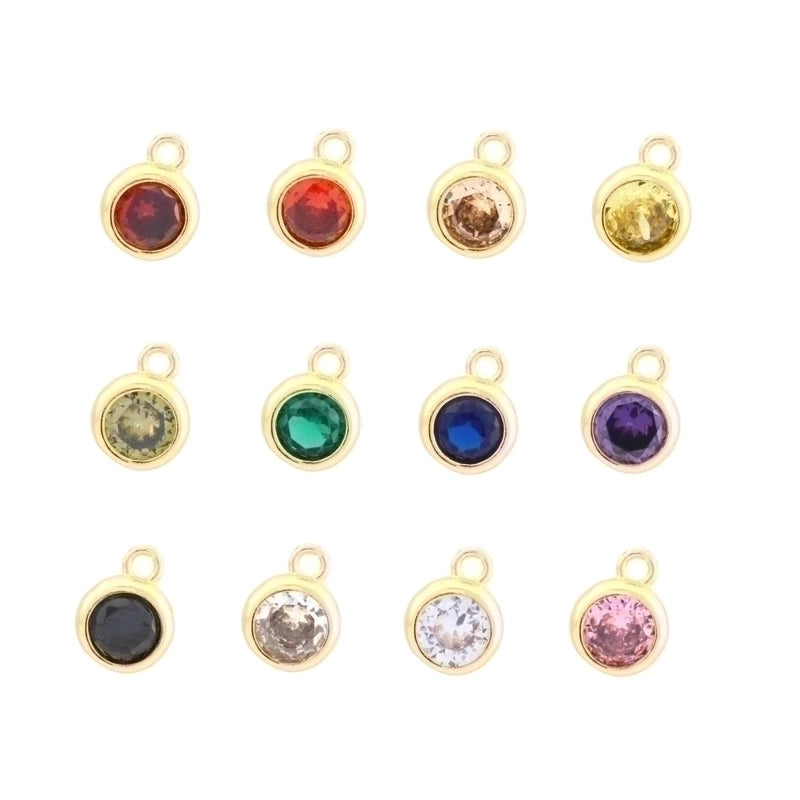 Minimalist Round Copper Plating Inlay Zircon 18k Gold Plated Charms