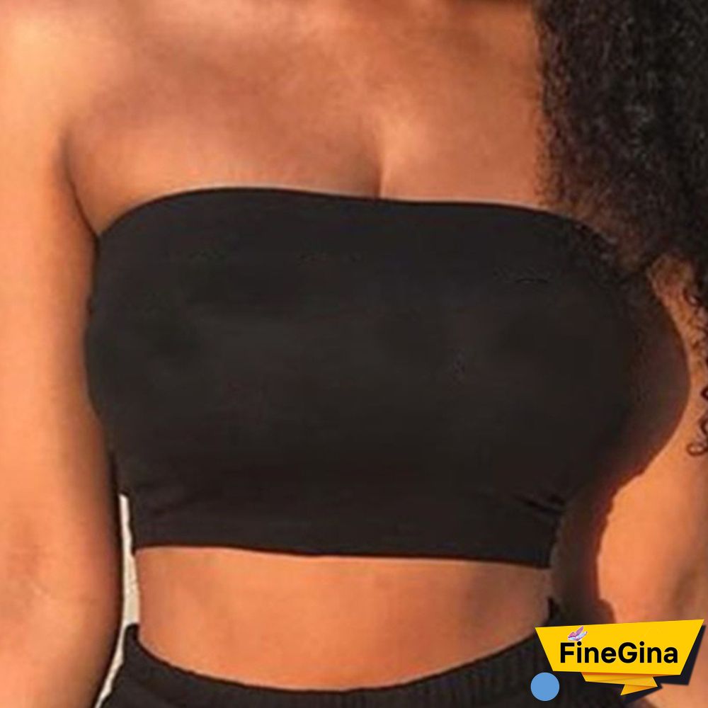 Spring and Summer New European and American Women's Camisole Vest Solid Color Cotton Sling Tube Top Female Word Collar Slim