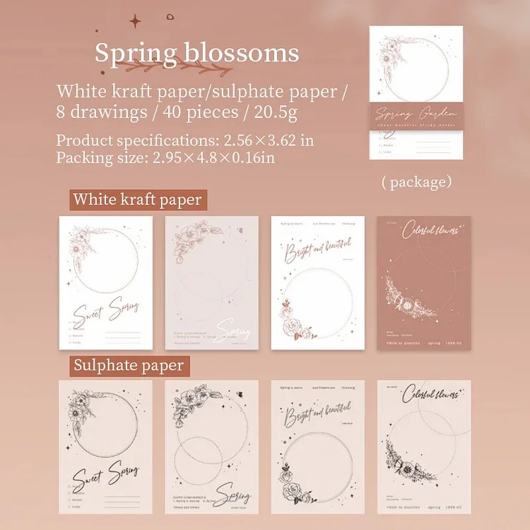 Journalsay 40 Sheets Spring Garden Series Vintage Plant Flower Memo Pad