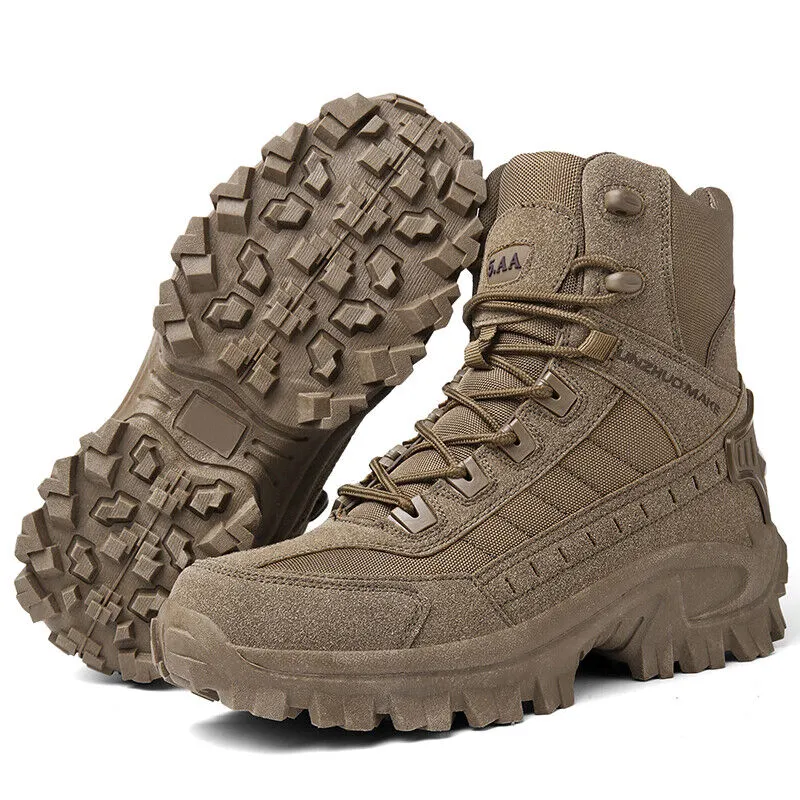 Men's Work Combat Boots Waterproof Non-Slip Warm Army Boots Work Boots (Thickened Version & Insulated Version)