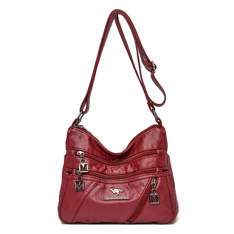 2021 Retro Multi-pocket Women Soft Leather Luxury Handbags Purses Female Bags Designer Small Shoulder Crossbody Bag for Ladies