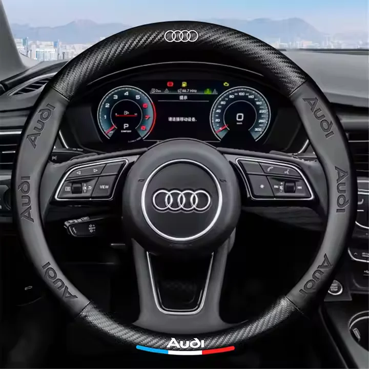 Car steering wheel cover genuine leather carbon fiber pattern special handle cover