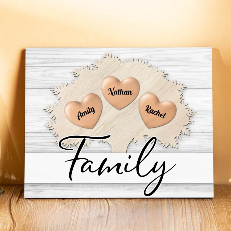 3 Names-Personalized Family Wooden Ornament Gift-Customized Gift Ornament Desktop Decoration Picture Frame For Family