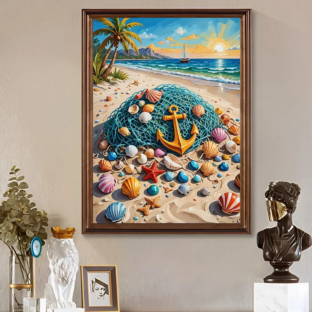 Beach 5D DIY Full Square Drill Diamond Painting Kits for Adults Beginners Home Decor Diamonds Dots Gem Art Kits Diamonds Paintings Gem Art 13.78x17.72inch