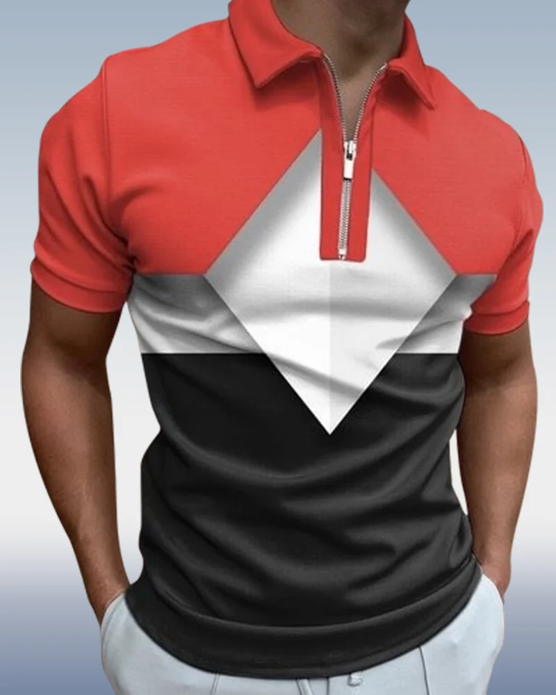 Suitmens Men's Contrasting Color Short Sleeve Polo Shirt 020