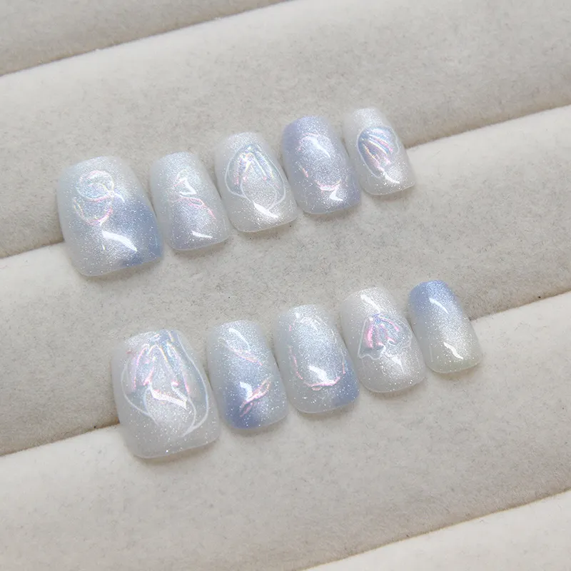 Churchf Churchf Wear Nail Piece Mermaid Shell Removable Beauty Nail Piece Cat Eye Fairy Nail Patch Nail Piece Code