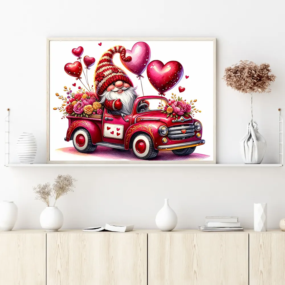 Full Round Diamond Painting 40*30cm - Valentine'S Day Float Gnome