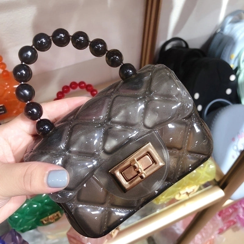 Kid’s Mini Pvc Solid Color Fashion Square Lock Clasp Jelly Bag