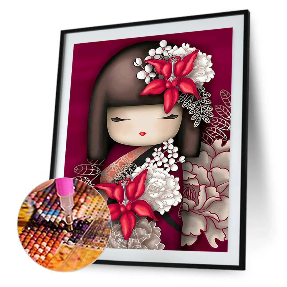 Diamond Painting - Full Round Drill - Japanese Doll(30*40cm)