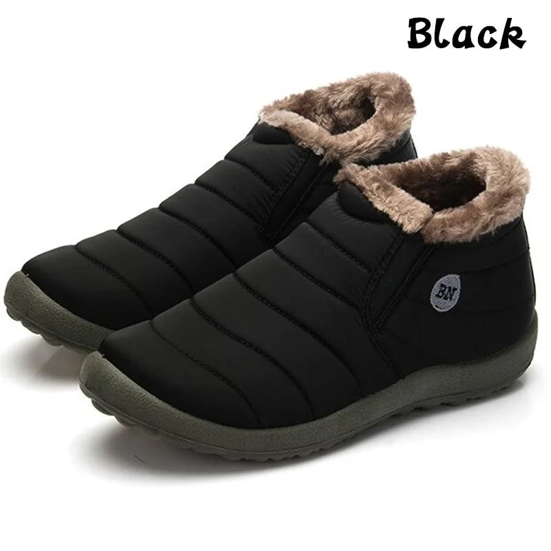 NEW Snow Boots Women Shoes Winter Flat Unisex Ankle Boots Female Slip On Furry Fur Skid Plus Size Warm Plush Couple Style Cotton 1113