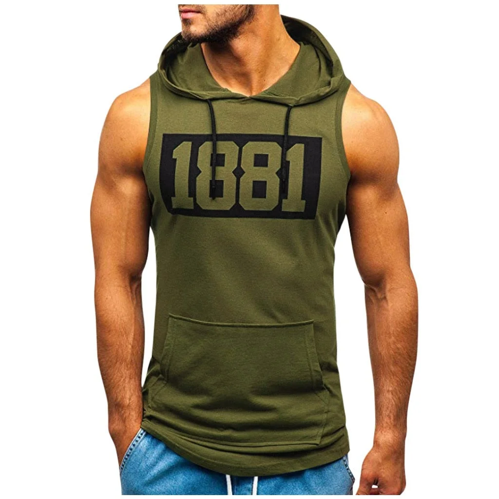 Brand Gyms Clothing Mens Bodybuilding Hooded Tank Top Cotton Sleeveless Vest Sweatshirt Fitness Workout Sportswear Tops Male