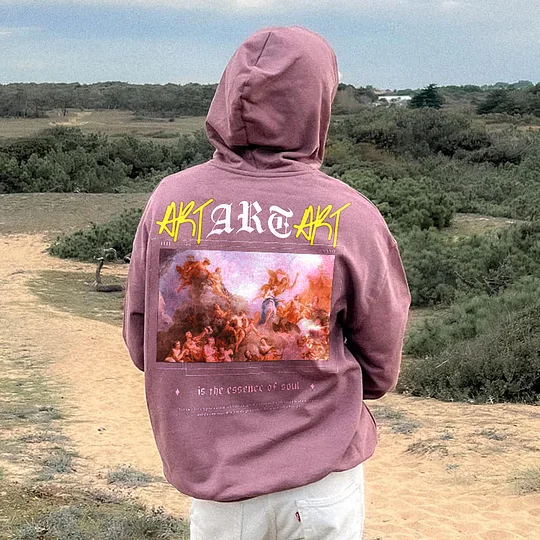 Vacation Oil Painting Letter Print Hoodie