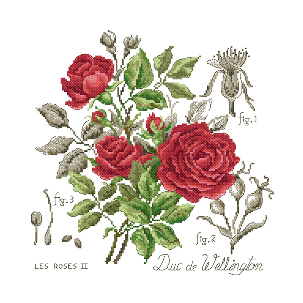 

Red Rose - 14CT Stamped Cross Stitch - 36*36CM, 501 Original