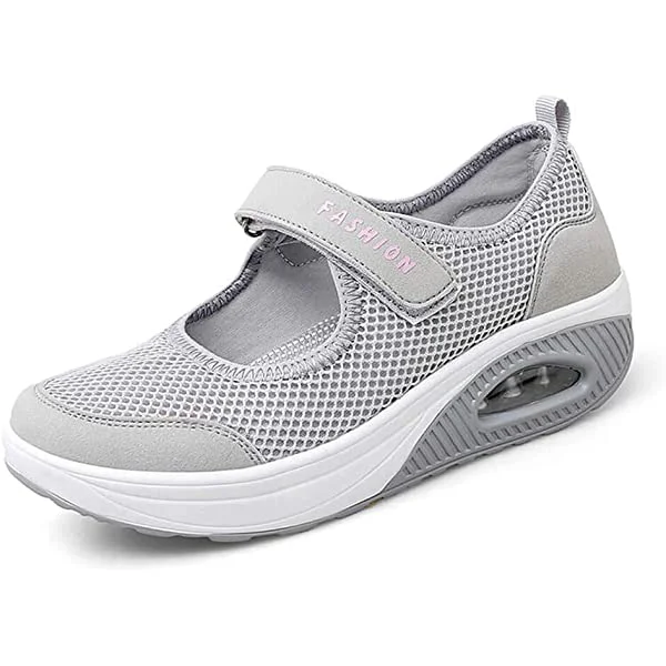 VARSKARC Women's Casual Air Cushion Platform Sneaker Mary Jane Shoes 8.5 Grey