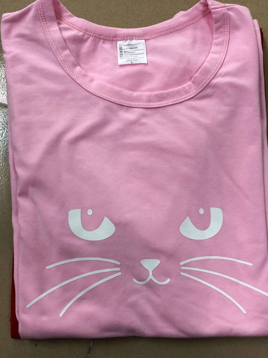 Round Neck Short Sleeves kitty  Floral T-shirt