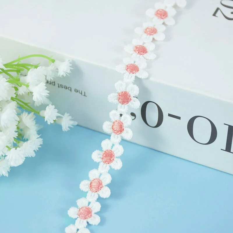 5Yards 15mm Daisy Lace Trim Flower Lace Fabric Embroidery Handmade Patchwork Ribbon Home DIY Crafts Apparel Sewing Accessories