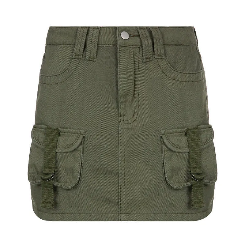 Multi Pocket Cargo A-line Skirt