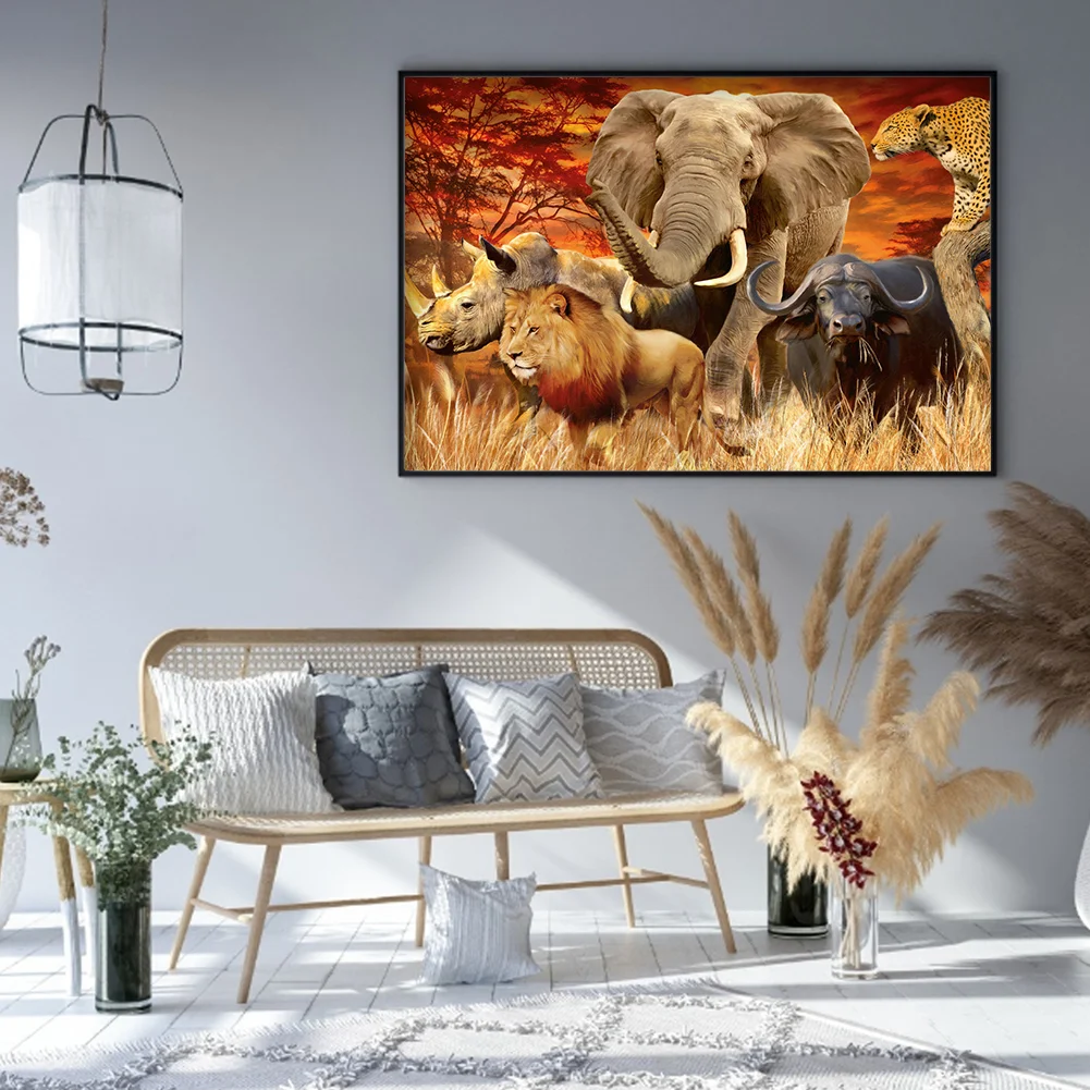 Diamond Painting - Full Round Drill - Jungle Animals(60*40cm)
