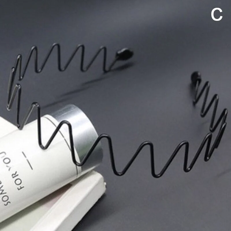 1/2PCS Boys Girls Black Metal Waved Style Holiday Sports Hairband Solid Men Women Unisex Hair Band Casual Adult Headwear New