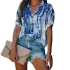 Woman Summer Print Buttoned Blouse Chiffon Shirt