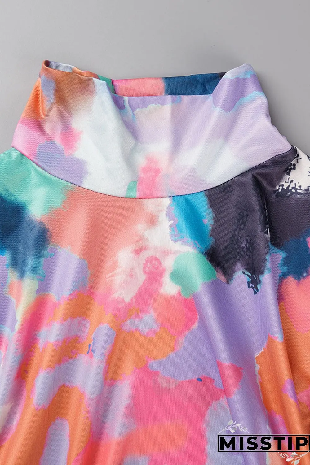 Multicolor Sexy Casual Print Bandage Fold Turtleneck Sleeveless Two Pieces