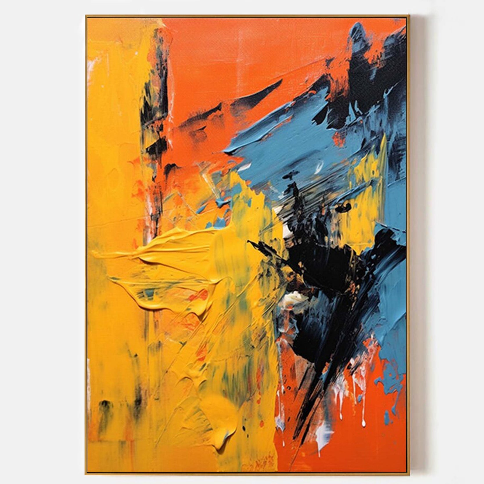 Arabelart Yellow orange large painting, Palette knife painting, Colors abstract wall art, AR341