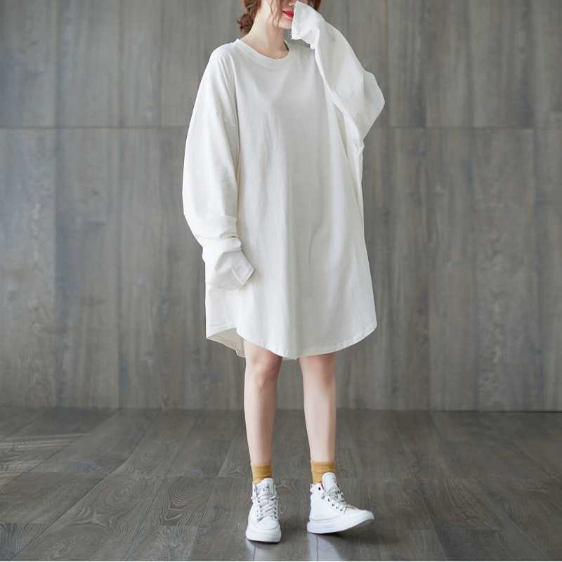 Minimalist Style Solid Color Long Sleeve Midi Dress