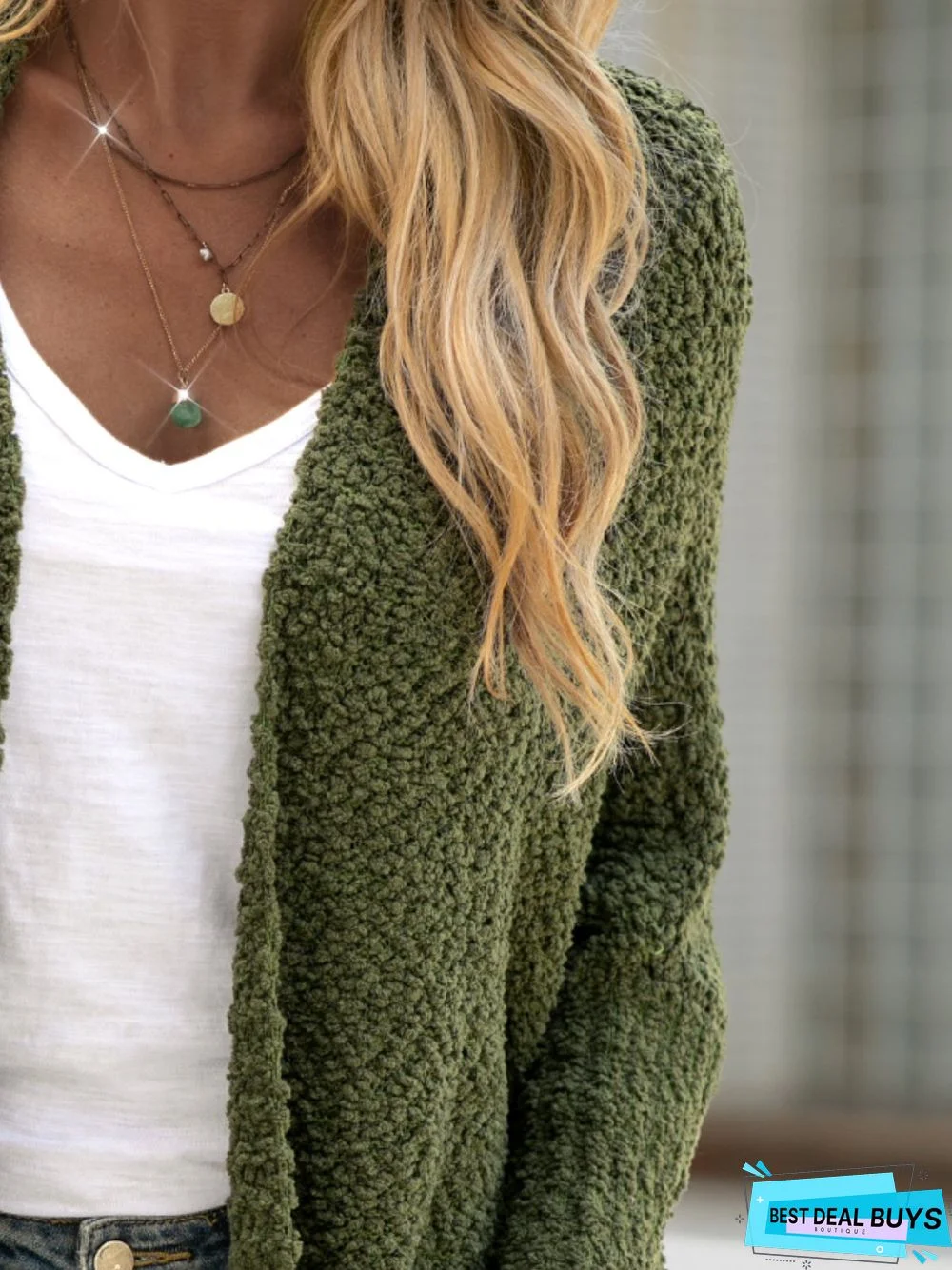 plain long sleeve Cardigan