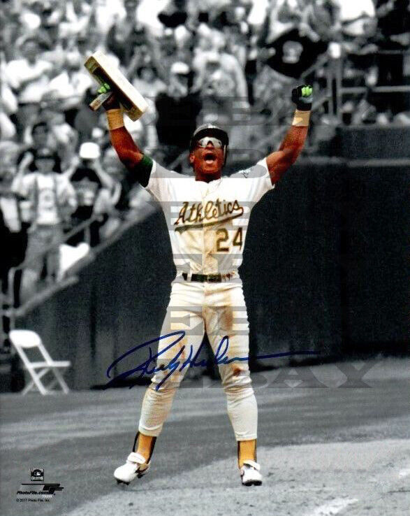 RICKEY HENDERSON STOLEN BASE RECORD OAKLAND A's Signed 8x10Photo Poster painting Reprint