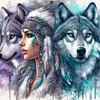 Diamond Painting-DIY Full Round Drill Girl Wolf(40*40 CM)
