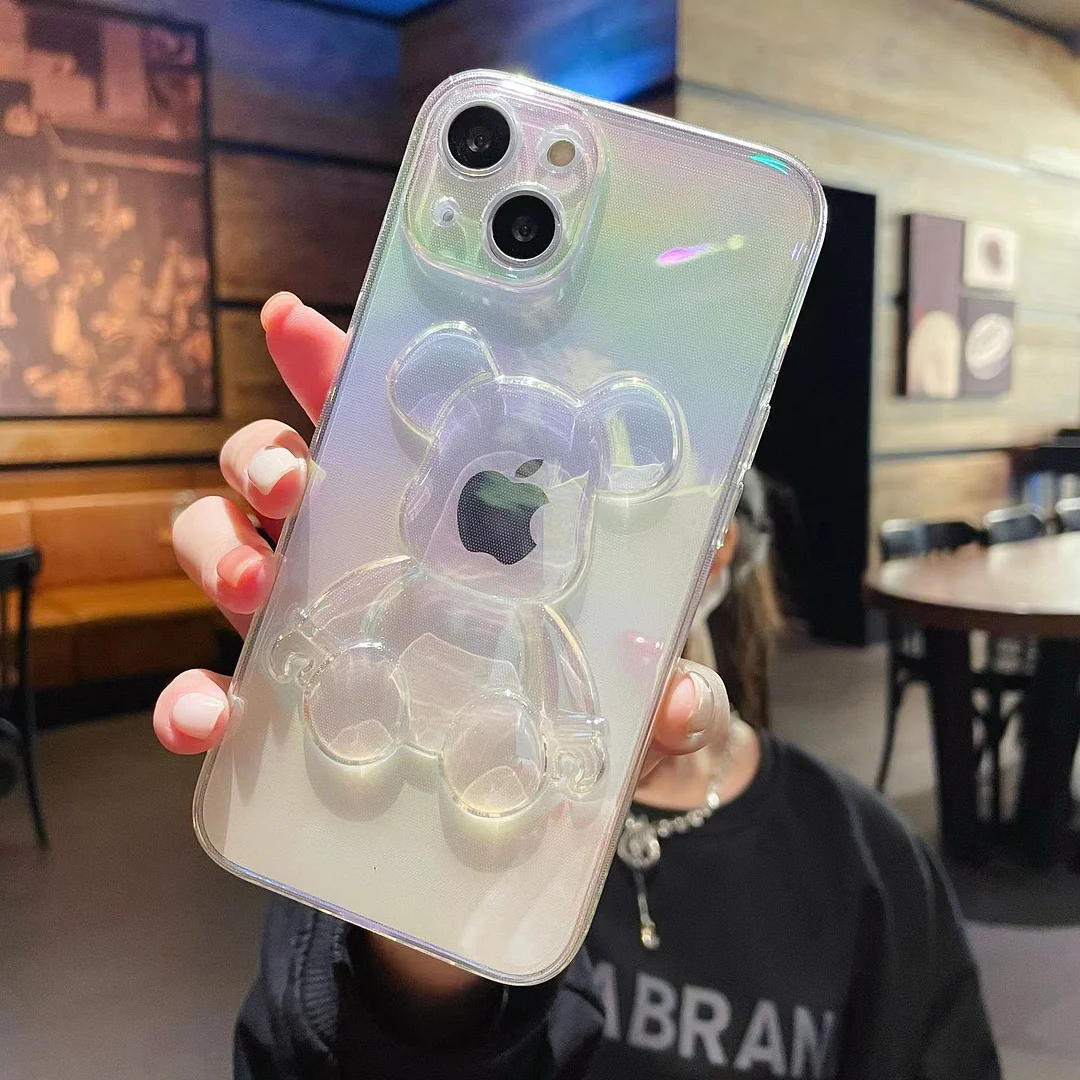 Gradient Glare 3D Bear Soft Phone Case