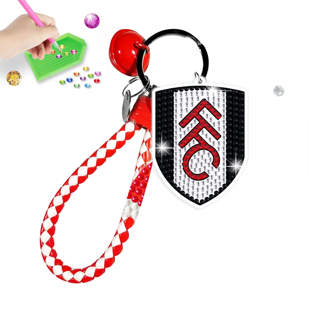【Upgrade】DIY Fulham F.C. Logo Double Sided Rhinestone Painting Keychain Pendant for Adult
