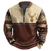 Stylish Deer Motif Quarter-Zip Sweatshirt For Outdoor Enthusiasts by Inlyline