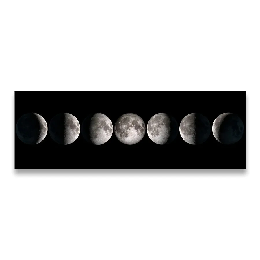 Nigikala Eclipse of The Moon Canvas Poster Minimalist Art Painting Universe Wall Picture Long Banner Print Living Room Bedroom Decoration