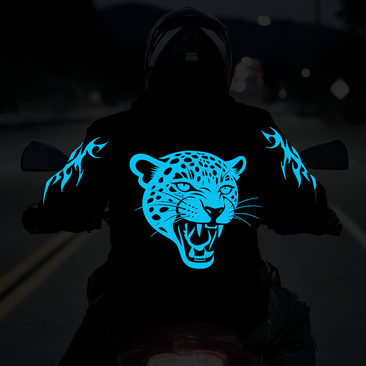 Luminous Leopard Graphic Motorcycle Hoodie