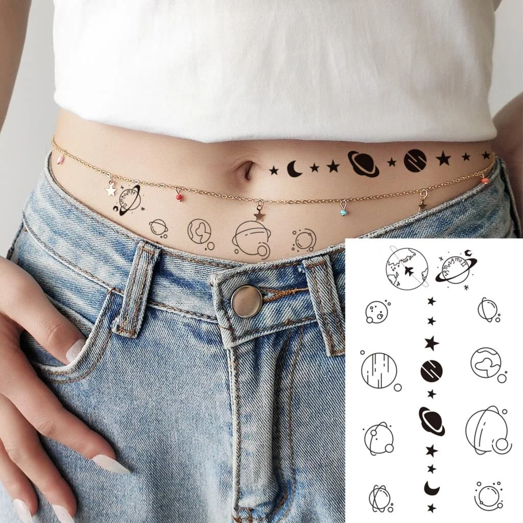 Black Little Flower Fashion Finger Temporary Tattoos For Women Adult Leaves Daisy Rose Fake Tattoo Letter Body Art Tatoos Decal